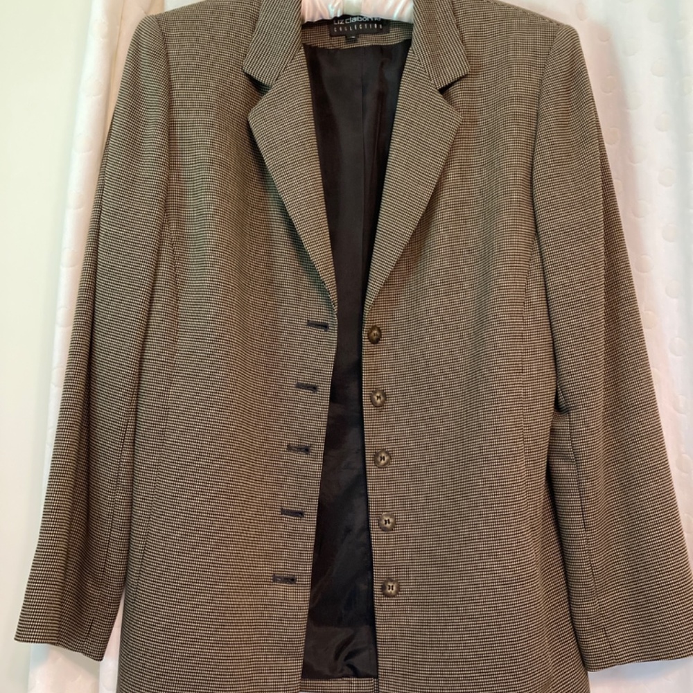 Liz Claiborne Collection blazer. Size 12. Black and beige weave.